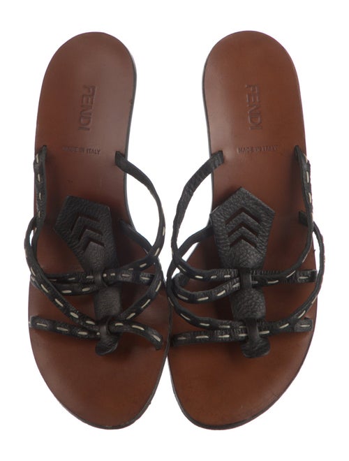 Fendi Leather Lasercut Accents Slides