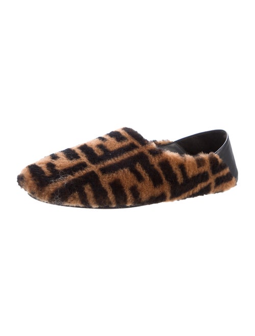 Fendi Zucca FF Logo Shearling Flats