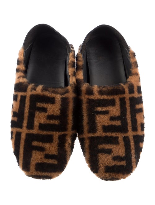 Fendi Zucca FF Logo Shearling Flats