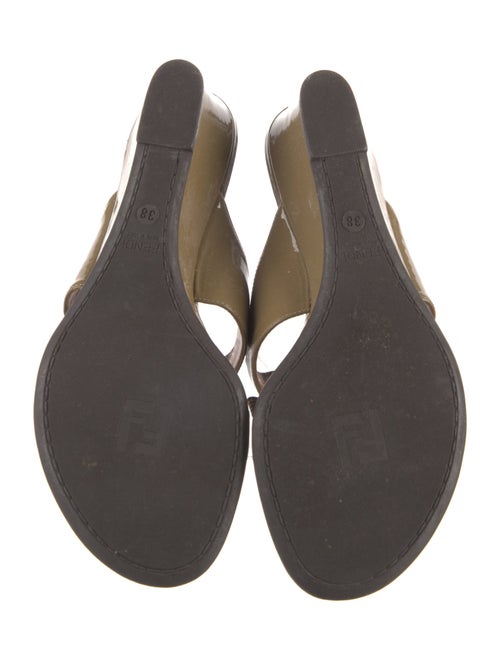 Fendi Pequin Pattern Patent Leather Slides