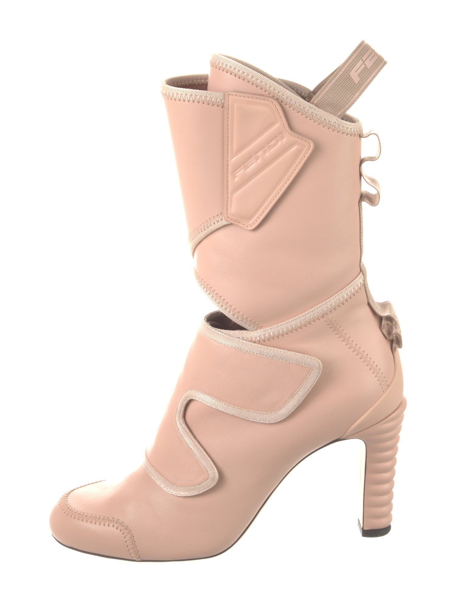 Fendi Leather Cutout Accent Slouch Boots