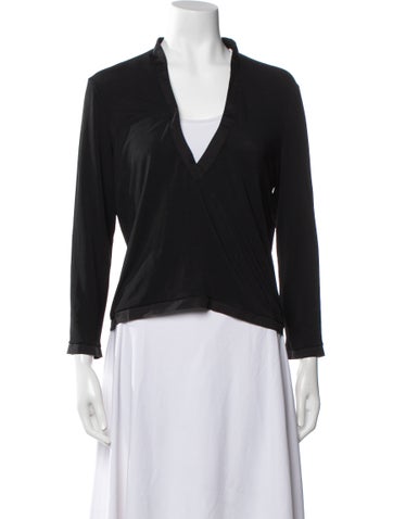 Fendi Tops V-Neck Three-Quarter Sleeve Crop Top Us10, It46 | L