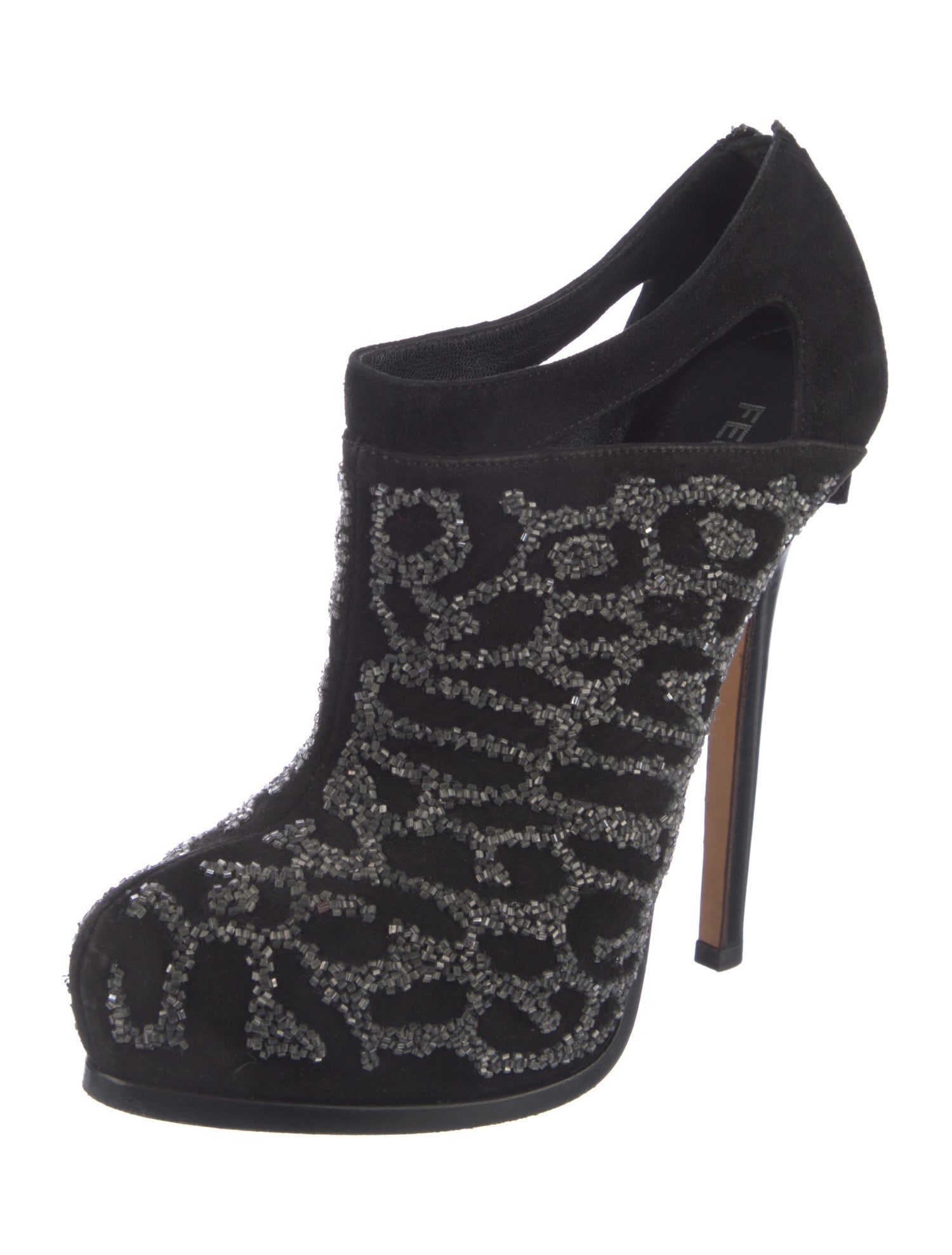 Fendi Suede Printed Mules