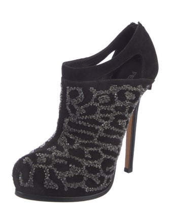 Fendi Suede Printed Mules