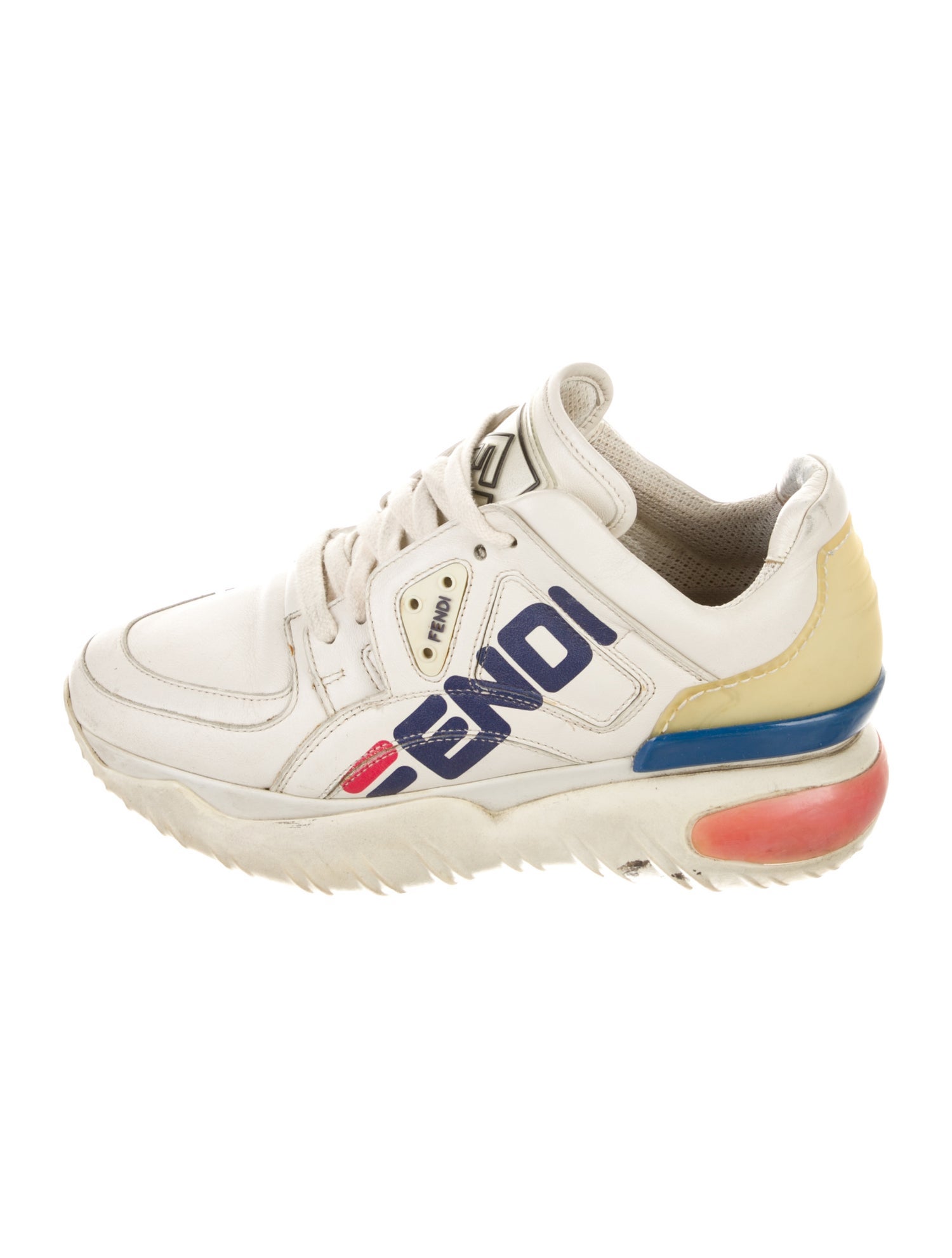 Fendi Leather Printed Chunky Sneakers