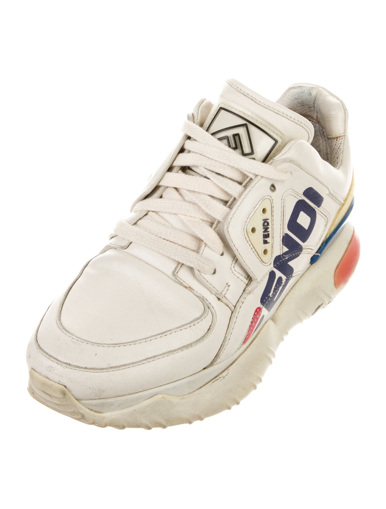 Fendi Leather Printed Chunky Sneakers