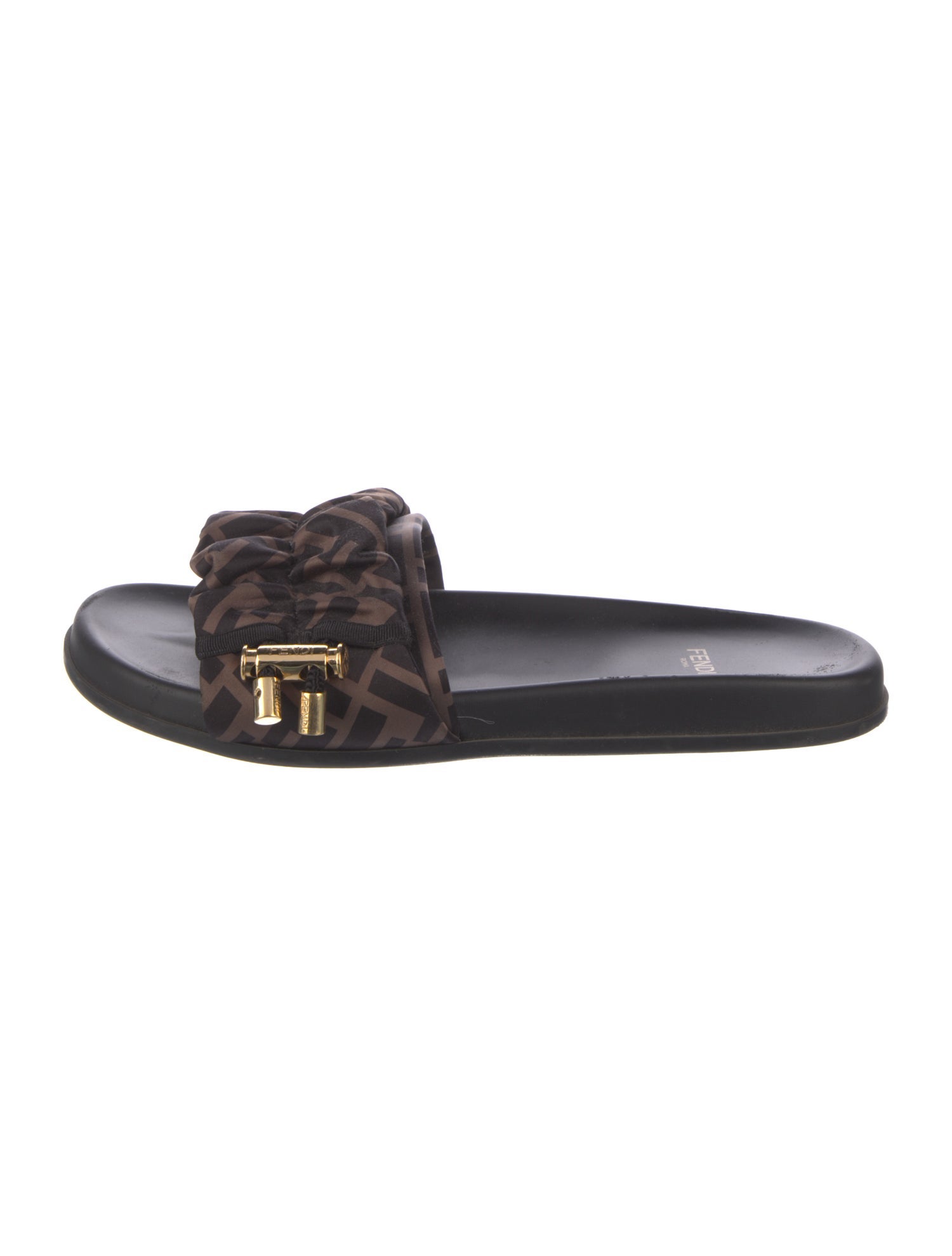 Fendi Zucca FF Logo Satin Slides