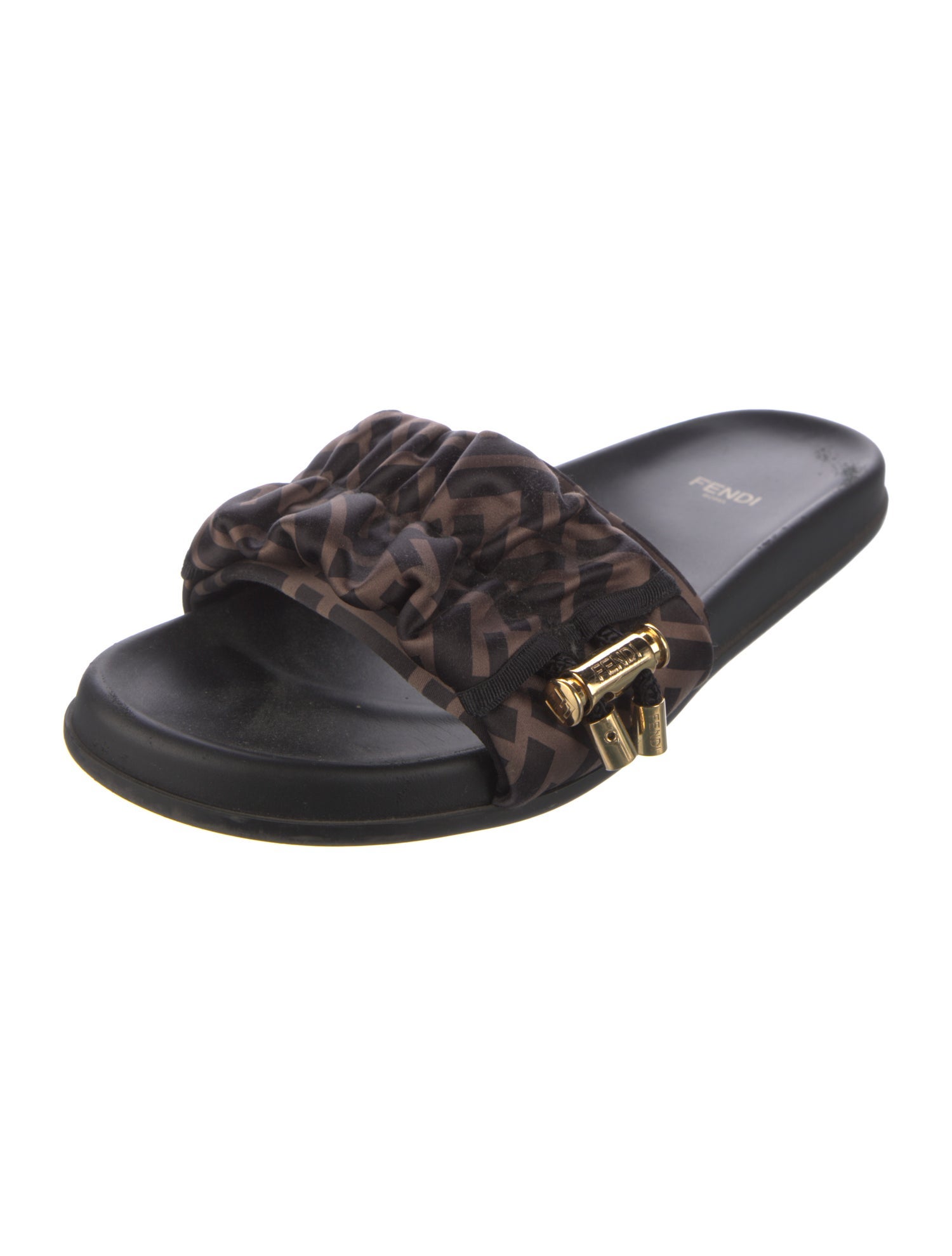 Fendi Zucca FF Logo Satin Slides