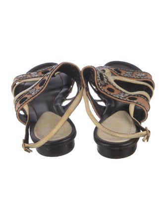 Fendi Colorblock Pattern Embroidered Accent Slingback Sandals