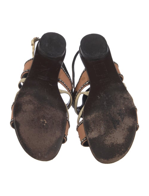 Fendi Colorblock Pattern Embroidered Accent Slingback Sandals