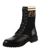 Fendi Zucca FF Logo Leather Combat Boots