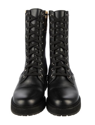 Fendi Zucca FF Logo Leather Combat Boots