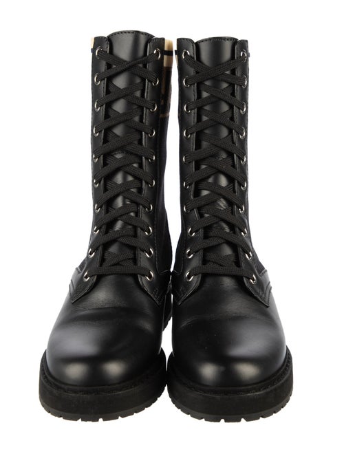 Fendi Zucca FF Logo Leather Combat Boots