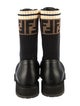 Fendi Zucca FF Logo Leather Combat Boots