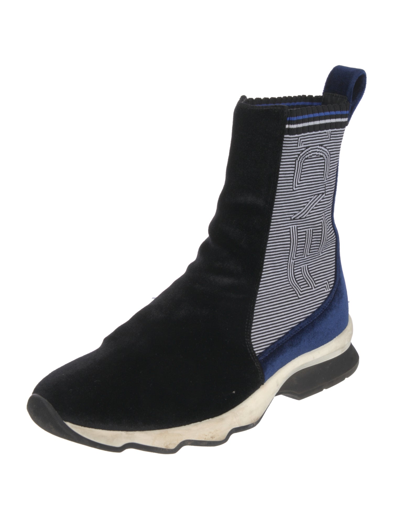 Fendi Velvet Colorblock Pattern Combat Boots