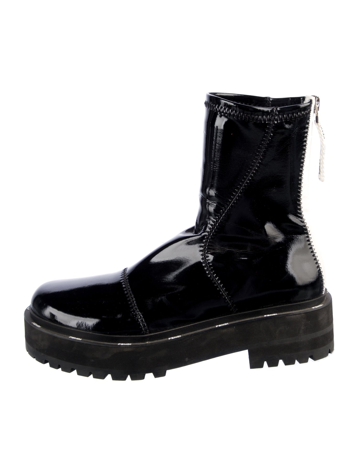 Fendi Patent Leather Combat Boots