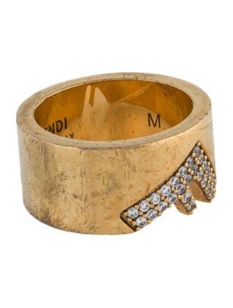 Fendi Crystal F Logo Ring