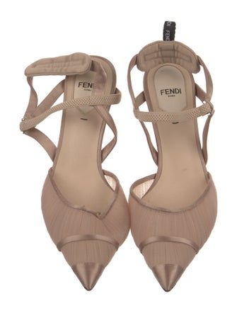 Fendi Mesh Mesh Accents Slingback Pumps