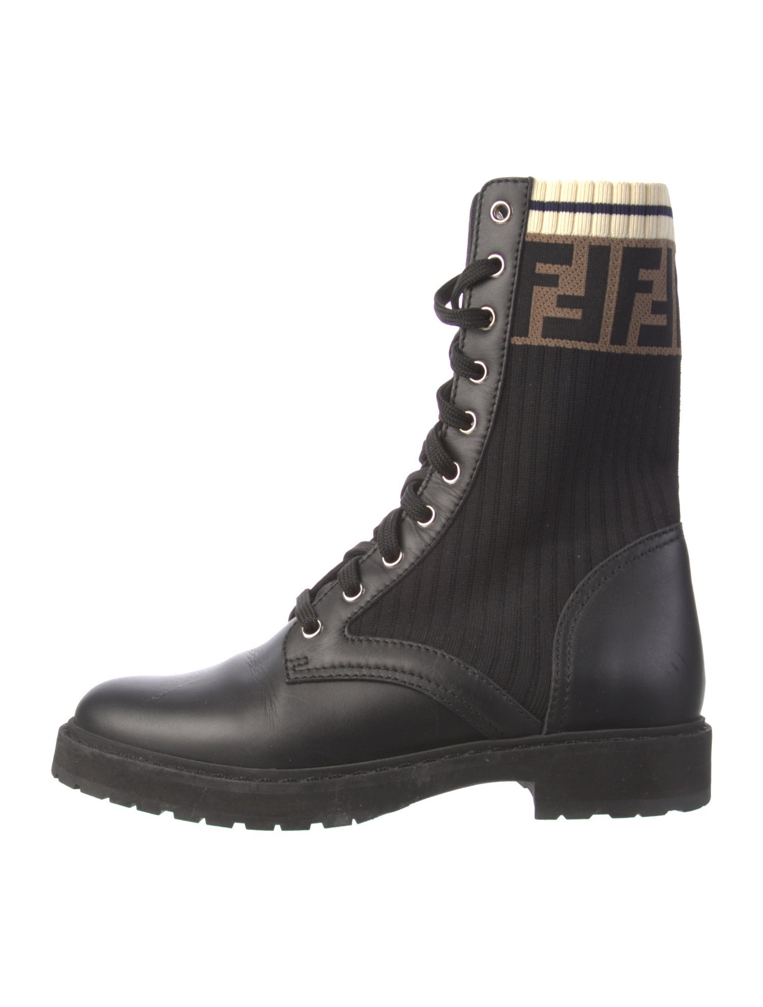 Fendi Zucca FF Logo Printed Combat Boots