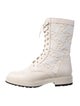 Fendi Leather Embroidered Accent Combat Boots