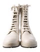 Fendi Leather Embroidered Accent Combat Boots