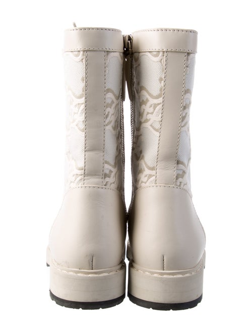 Fendi Leather Embroidered Accent Combat Boots