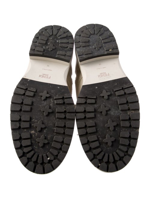 Fendi Leather Embroidered Accent Combat Boots