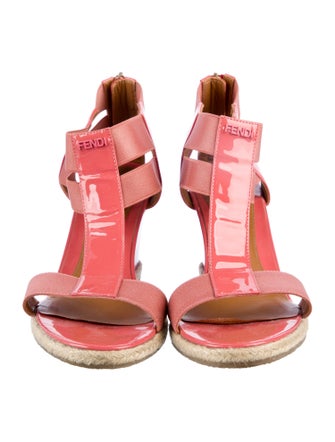 Fendi Patent Leather T-Strap Sandals