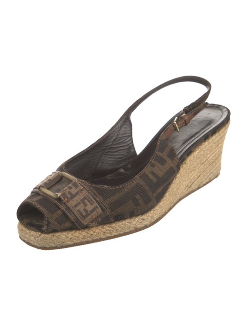Fendi Canvas Printed Slingback Pumps