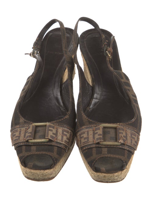 Fendi Canvas Printed Slingback Pumps