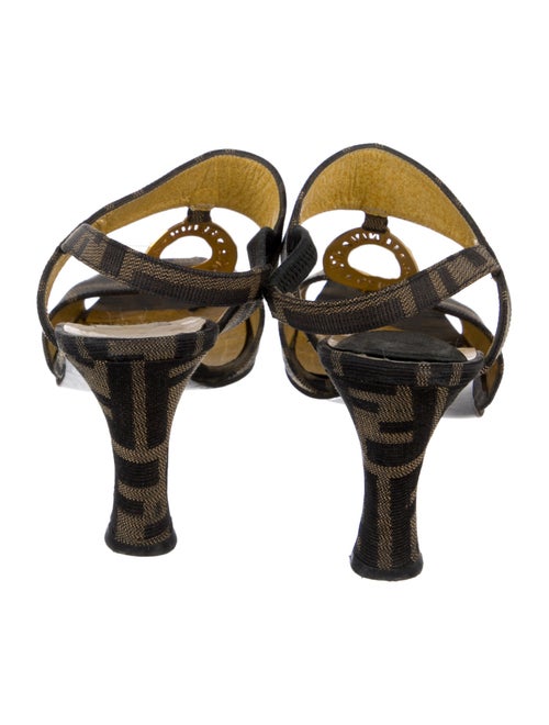 Fendi Zucca FF Logo Canvas T-Strap Sandals