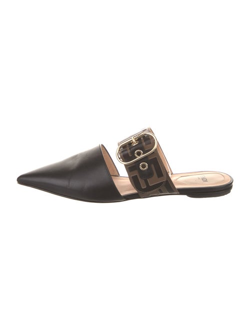 Fendi Zucca FF Logo Leather Mules