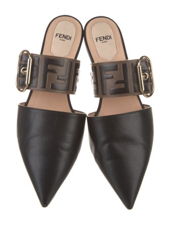 Fendi Zucca FF Logo Leather Mules