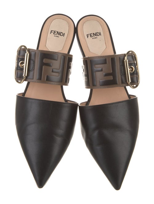 Fendi Zucca FF Logo Leather Mules