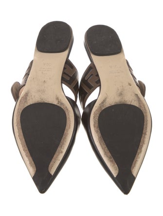 Fendi Zucca FF Logo Leather Mules