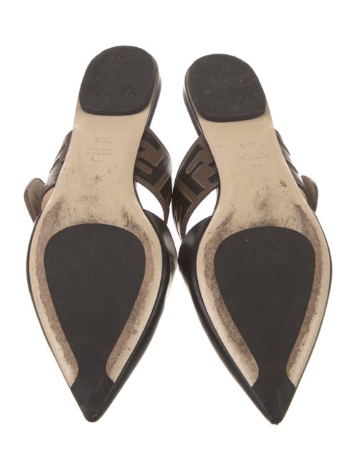 Fendi Zucca FF Logo Leather Mules