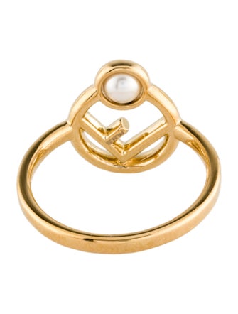 Fendi Faux Pearl F Cocktail Ring