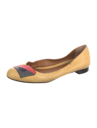 Fendi Monsters Motif Leather Ballet Flats