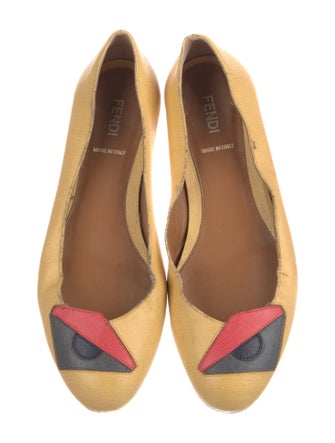 Fendi Monsters Motif Leather Ballet Flats