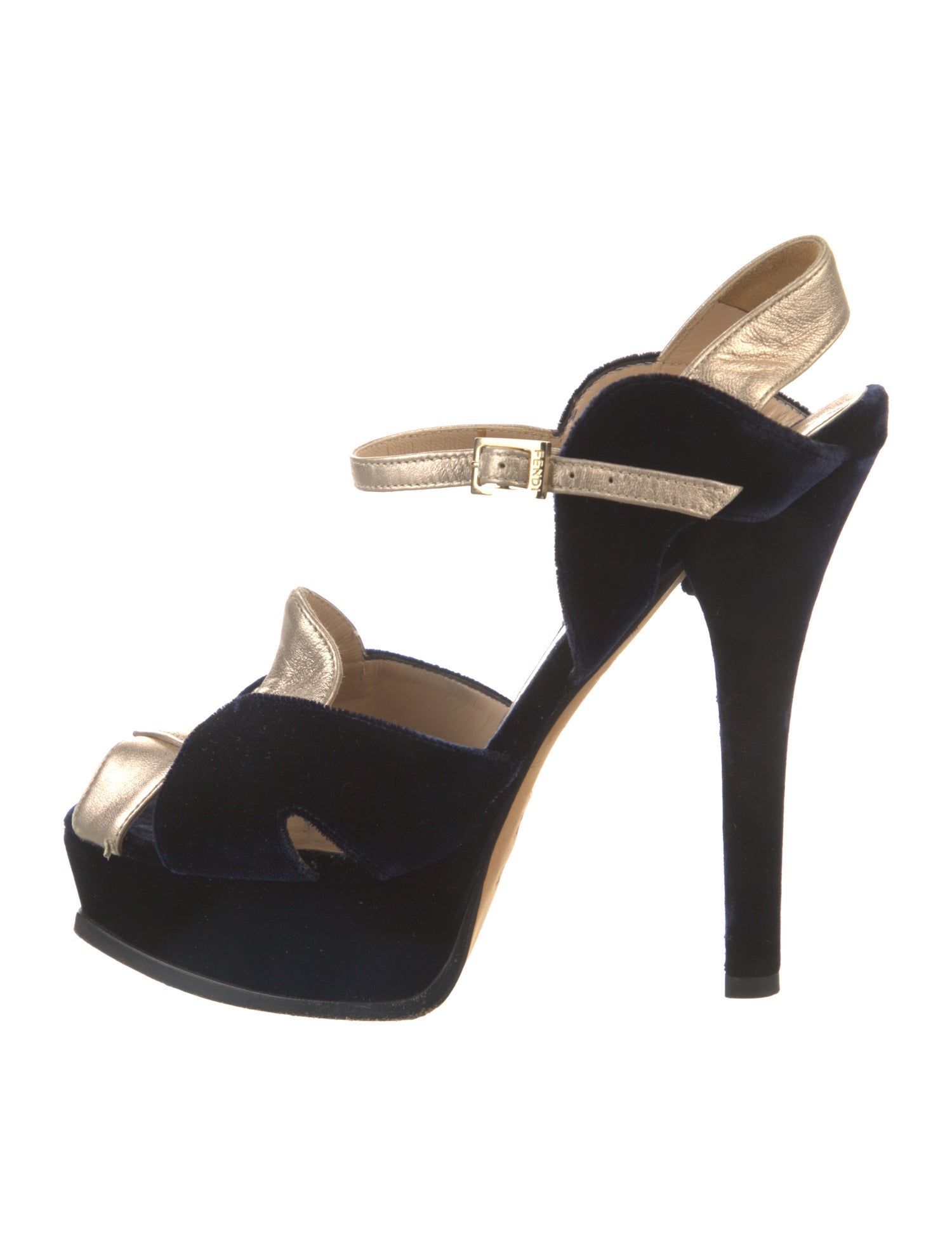 Fendi Velvet Colorblock Pattern Slingback Sandals