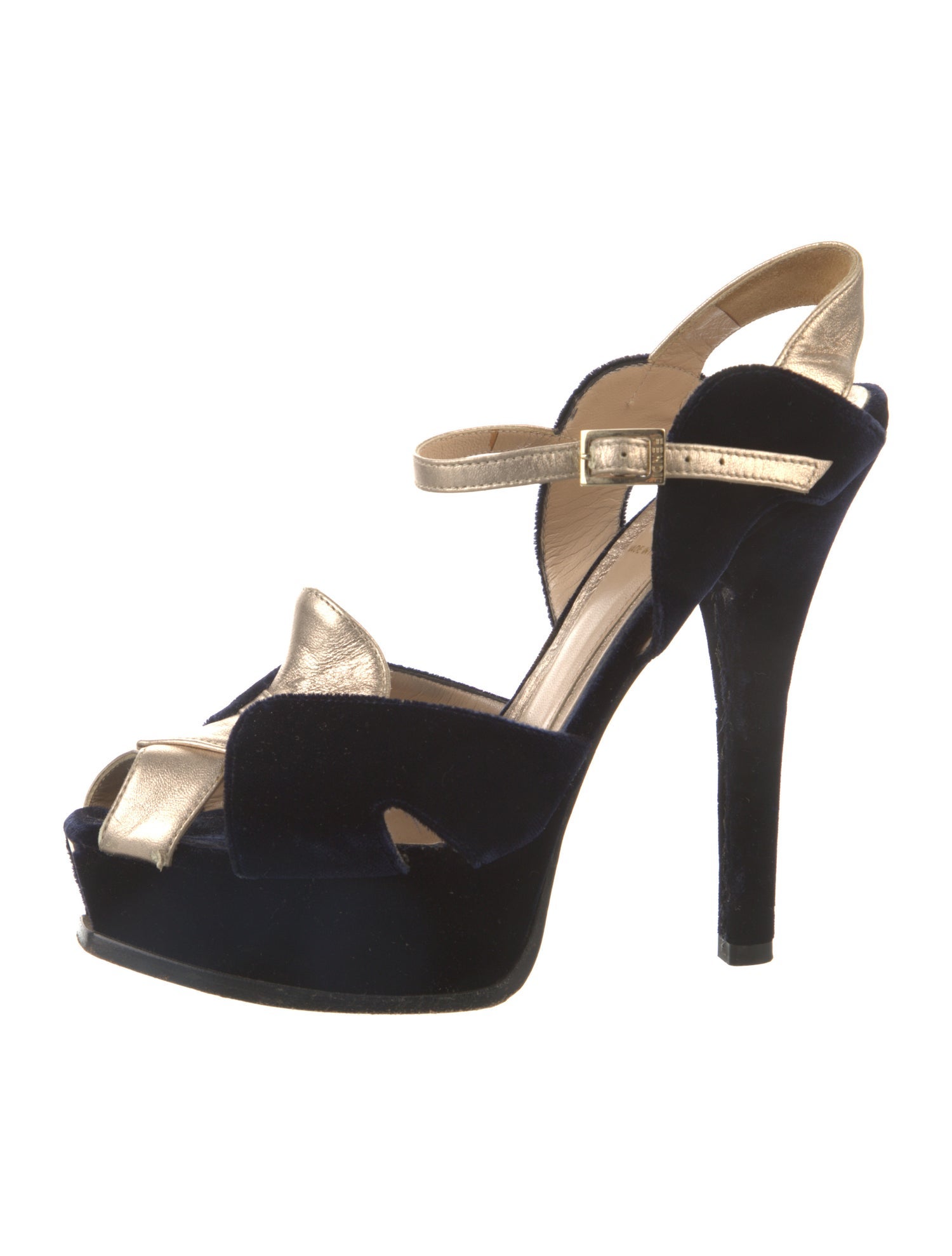 Fendi Velvet Colorblock Pattern Slingback Sandals