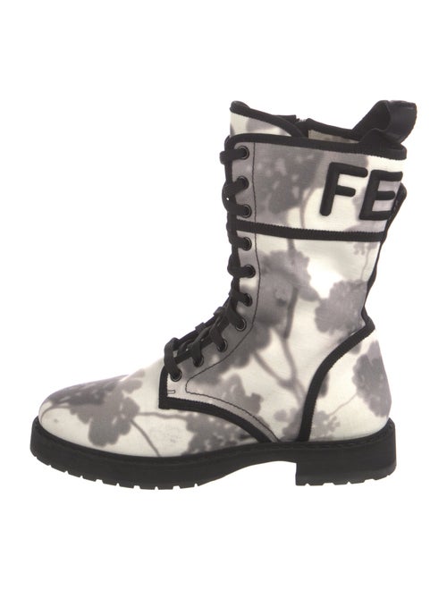 Fendi Printed Embroidered Accent Combat Boots