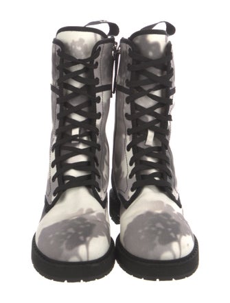 Fendi Printed Embroidered Accent Combat Boots