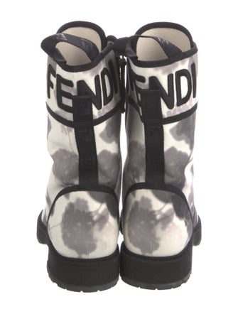Fendi Printed Embroidered Accent Combat Boots