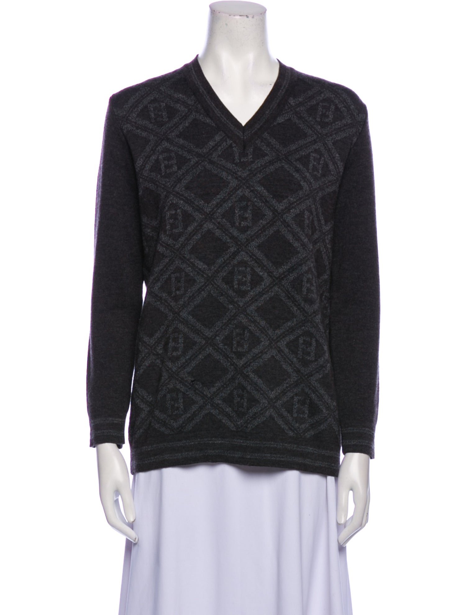 Fendi Virgin Wool Printed Sweater