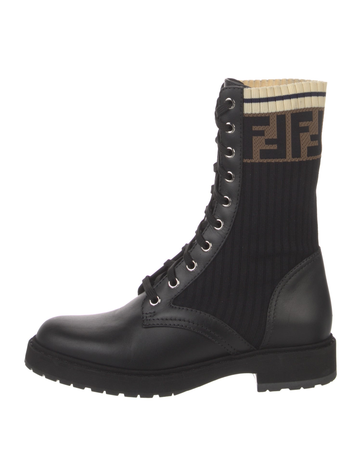 Fendi Zucca FF Logo Printed Combat Boots