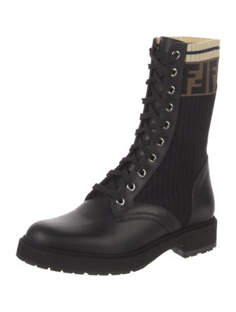 Fendi Zucca FF Logo Printed Combat Boots
