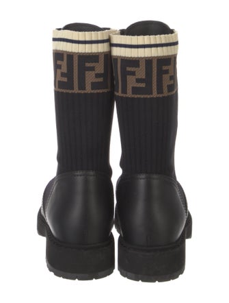 Fendi Zucca FF Logo Printed Combat Boots
