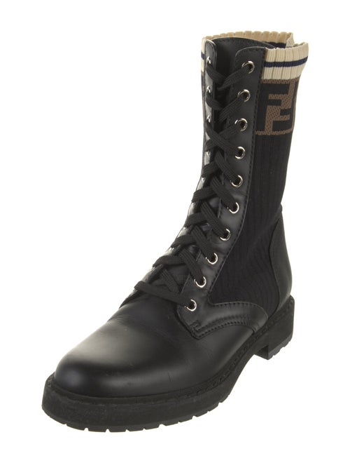 Fendi Zucca FF Logo Animal Print Combat Boots