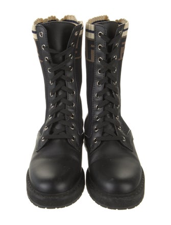 Fendi Zucca FF Logo Animal Print Combat Boots